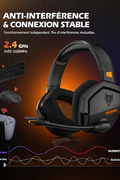 NUBWO G06 Double Casque Gaming sans Fil avec Microphone pour PS5, PS4, PC, NS, Mobile: 2,4 GHz Wireless + 5,3 Bluetooth - Batterie de 100 Heures - Pilotes de 50mm - Orange