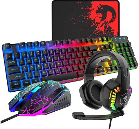 Wired RGB Backlit Gaming Keyboard And Mouse Headset Combo Gamer Bundle For PC Computer
