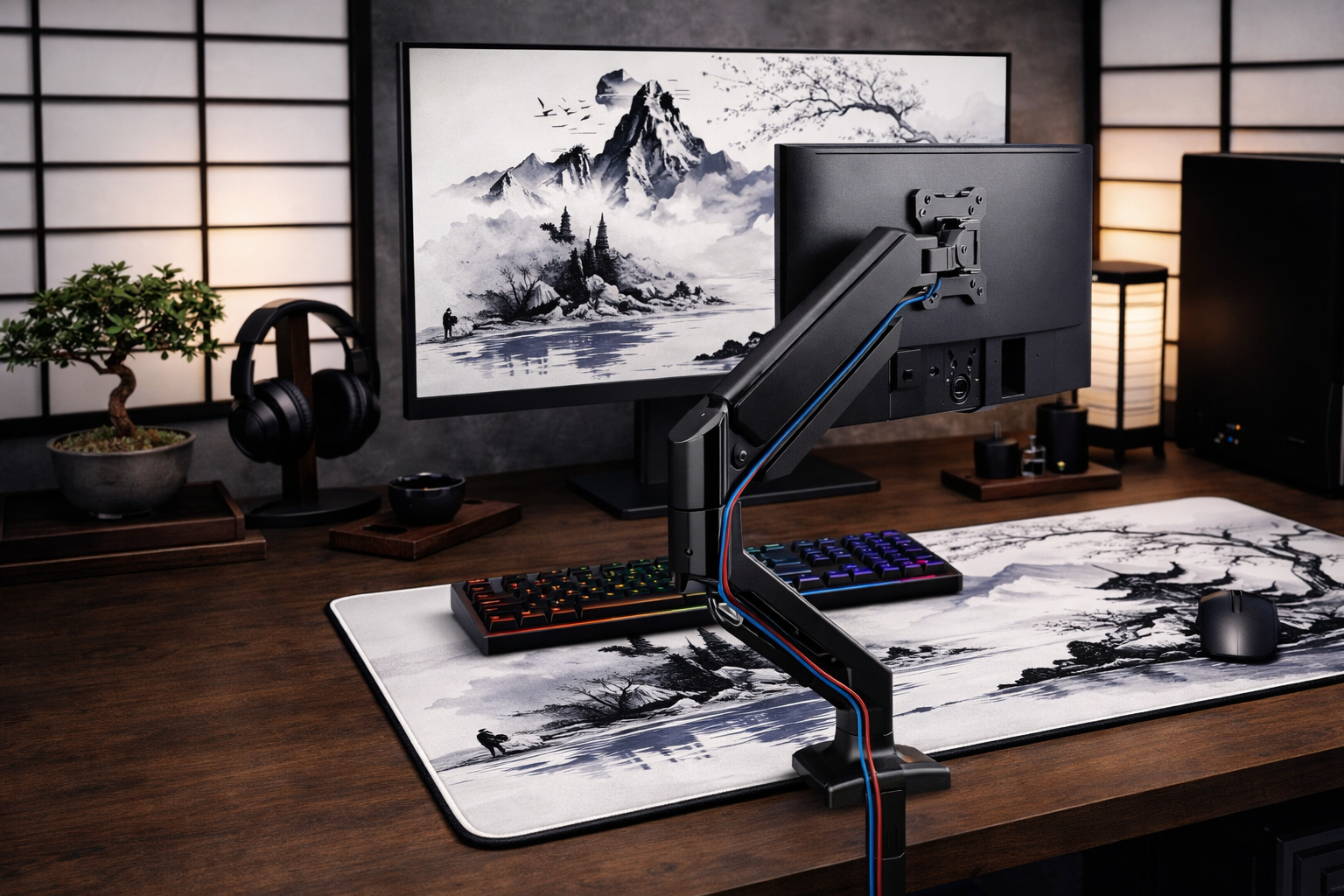 GRIFEMA GB2003-1, Support Ecran PC Moniteur de 13-32 Pouces, Bras Ecran PC VESA 75x75-100x100 MM, Rotation à 360°, Réglable en Hauteur, Charge Maximale de 9 KG, Noir