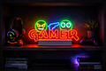 YUEYYNS Neon Gamer Gaming Enseignes au Néon, Panneau Néon Gamer Anime pour Décoration Murale de Jeu, Panneau Néon LED USB pour Chambre, Décoration de Salle de Jeu, Cadeau de Joueur pour Garçons