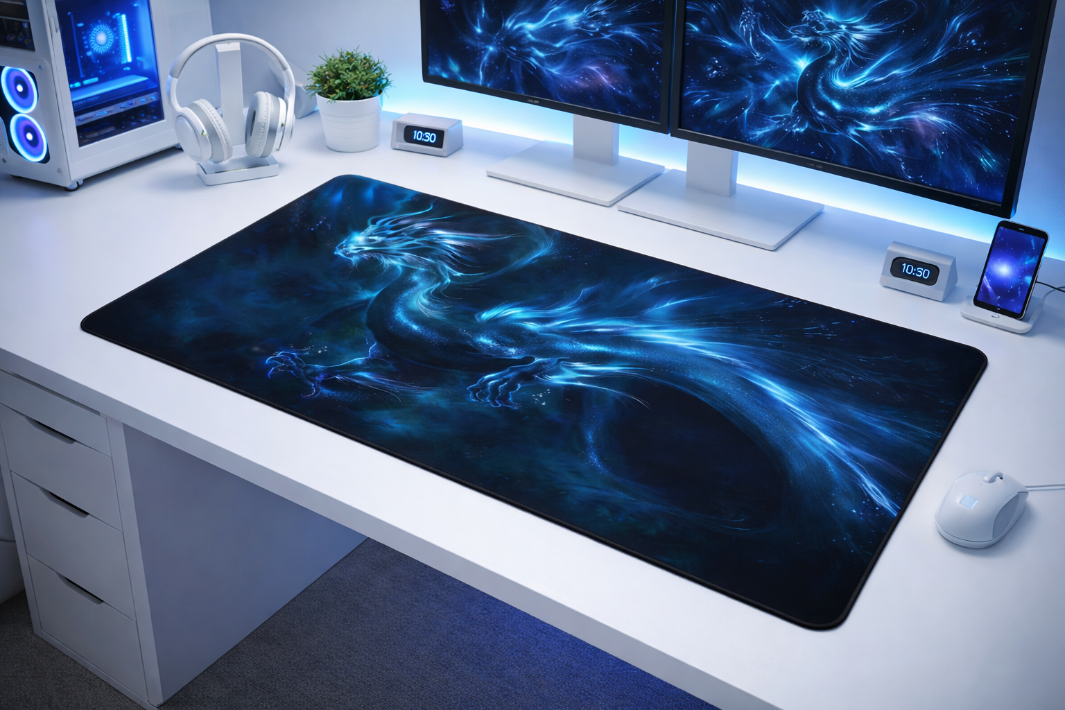 Sidorenko Tapis de Souris - 350 x 260 x 2mm - Gaming Mouse Pad - Surface spéciale améliore la Vitesse et la précision I Base en Caoutchouc Antidérapant Surface I Bleu